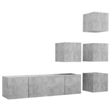 NNEVL 6 Piece TV Cabinet Set Concrete Grey Chipboard