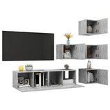 NNEVL 6 Piece TV Cabinet Set Concrete Grey Chipboard