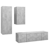 NNEVL 4 Piece TV Cabinet Set Concrete Grey Chipboard