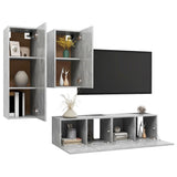 NNEVL 4 Piece TV Cabinet Set Concrete Grey Chipboard