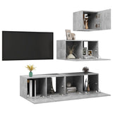 NNEVL 4 Piece TV Cabinet Set Concrete Grey Chipboard
