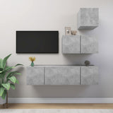 NNEVL 4 Piece TV Cabinet Set Concrete Grey Chipboard