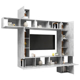 NNEVL 9 Piece TV Cabinet Set Concrete Grey Engineered Wood