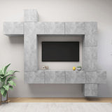 NNEVL 9 Piece TV Cabinet Set Concrete Grey Engineered Wood