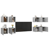 NNEVL Wall Mounted TV Cabinets 8 pcs Concrete Grey 30.5x30x30 cm