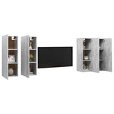 NNEVL TV Cabinets 4 pcs Concrete Grey 30.5x30x90 cm Chipboard