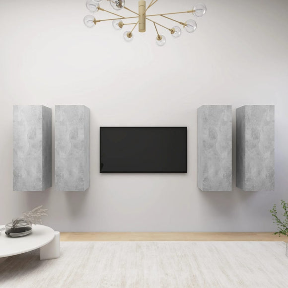 NNEVL TV Cabinets 4 pcs Concrete Grey 30.5x30x90 cm Chipboard