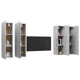 NNEVL TV Cabinets 4 pcs Concrete Grey 30.5x30x110 cm Chipboard