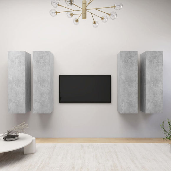 NNEVL TV Cabinets 4 pcs Concrete Grey 30.5x30x110 cm Chipboard