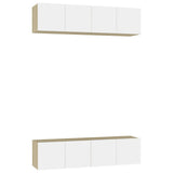 NNEVL TV Cabinets 4 pcs White and Sonoma Oak 60x30x30 cm Chipboard