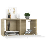NNEVL TV Cabinets 4 pcs White and Sonoma Oak 60x30x30 cm Chipboard