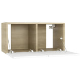 NNEVL TV Cabinets 4 pcs White and Sonoma Oak 60x30x30 cm Chipboard