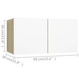 NNEVL TV Cabinets 4 pcs White and Sonoma Oak 60x30x30 cm Chipboard