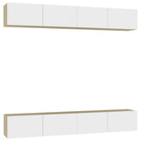 NNEVL TV Cabinets 4 pcs White and Sonoma Oak 100x30x30 cm Engineered Wood