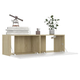 NNEVL TV Cabinets 4 pcs White and Sonoma Oak 100x30x30 cm Engineered Wood