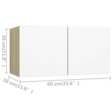 NNEVL 4 Piece TV Cabinet Set White and Sonoma Oak Chipboard