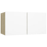 NNEVL 8 Piece TV Cabinet Set White and Sonoma Oak Chipboard