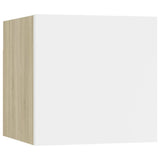 NNEVL 8 Piece TV Cabinet Set White and Sonoma Oak Chipboard