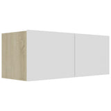 NNEVL 3 Piece TV Cabinet Set White and Sonoma Oak Engineered Wood