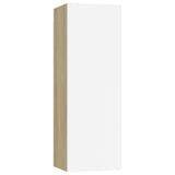 NNEVL 3 Piece TV Cabinet Set White and Sonoma Oak Engineered Wood