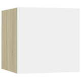 NNEVL 3 Piece TV Cabinet Set White and Sonoma Oak Engineered Wood