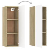 NNEVL 3 Piece TV Cabinet Set White and Sonoma Oak Engineered Wood