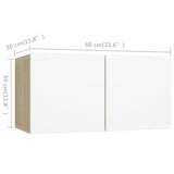 NNEVL 3 Piece TV Cabinet Set White and Sonoma Oak Engineered Wood