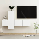 NNEVL 3 Piece TV Cabinet Set White and Sonoma Oak Engineered Wood