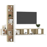 NNEVL 5 Piece TV Cabinet Set White and Sonoma Oak Engineered Wood