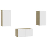NNEVL 3 Piece TV Cabinet Set White and Sonoma Oak Chipboard