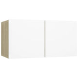 NNEVL 3 Piece TV Cabinet Set White and Sonoma Oak Chipboard