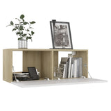 NNEVL 6 Piece TV Cabinet Set White and Sonoma Oak Chipboard