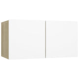 NNEVL 6 Piece TV Cabinet Set White and Sonoma Oak Chipboard
