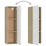NNEVL 6 Piece TV Cabinet Set White and Sonoma Oak Chipboard