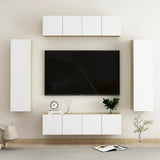 NNEVL 6 Piece TV Cabinet Set White and Sonoma Oak Chipboard