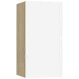 NNEVL 8 Piece TV Cabinet Set White and Sonoma Oak Chipboard