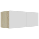 NNEVL 7 Piece TV Cabinet Set White and Sonoma Oak Engineered Wood