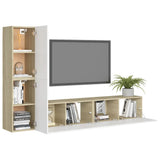 NNEVL 4 Piece TV Cabinet Set White and Sonoma Oak Engineered Wood