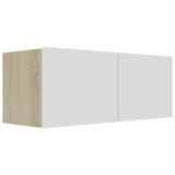 NNEVL 4 Piece TV Cabinet Set White and Sonoma Oak Engineered Wood