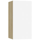 NNEVL 4 Piece TV Cabinet Set White and Sonoma Oak Engineered Wood