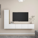 NNEVL 4 Piece TV Cabinet Set White and Sonoma Oak Engineered Wood