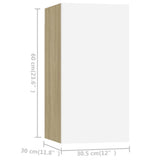 NNEVL 6 Piece TV Cabinet Set White and Sonoma Oak Chipboard