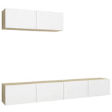 NNEVL TV Cabinets 3 pcs White and Sonoma Oak Engineered Wood