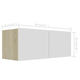 NNEVL 6 Piece TV Cabinet Set White and Sonoma Oak Engineered Wood