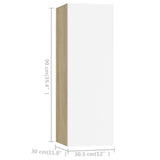 NNEVL 6 Piece TV Cabinet Set White and Sonoma Oak Engineered Wood
