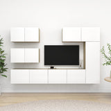 NNEVL 6 Piece TV Cabinet Set White and Sonoma Oak Engineered Wood