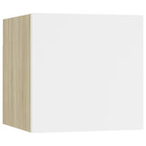 NNEVL 6 Piece TV Cabinet Set White and Sonoma Oak Chipboard