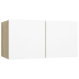 NNEVL 6 Piece TV Cabinet Set White and Sonoma Oak Chipboard