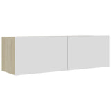 NNEVL 9 Piece TV Cabinet Set White and Sonoma Oak Engineered Wood