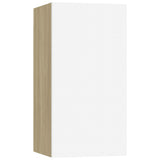 NNEVL 9 Piece TV Cabinet Set White and Sonoma Oak Engineered Wood